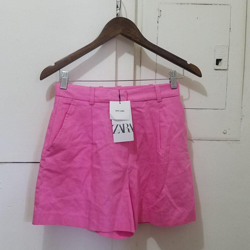 NWT PINK LINEN BLEND SHORTS